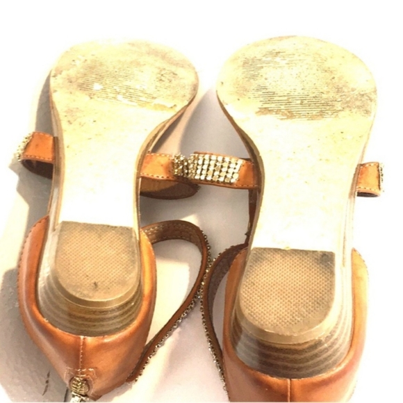 Maurice's Dark Tan Sparkling Accented Sandals Size 8 - Picture 4 of 5